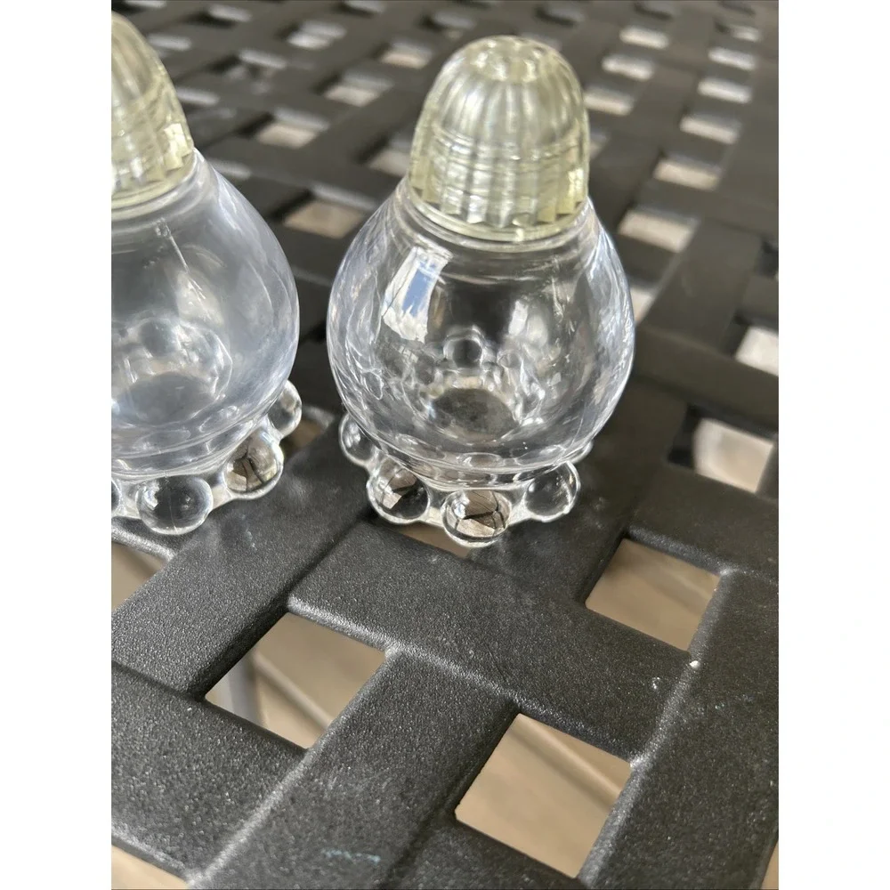 Pair‎ Imperial Boogie Ball Clear Glass Salt Pepper Shakers For Table